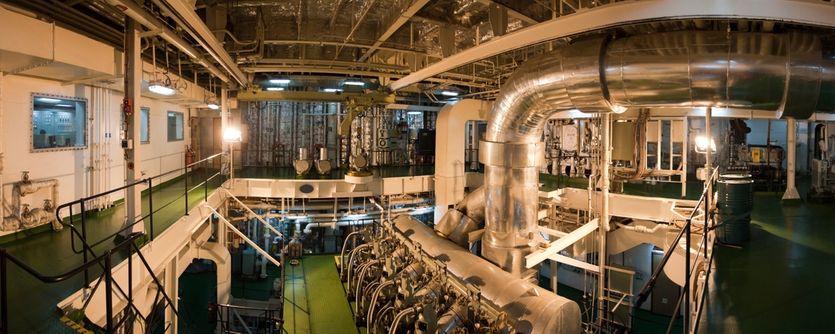 An engine room onboard a vessel