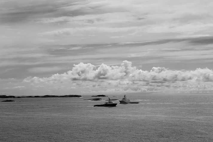 A pair of supply vessels off the Norwegian coast