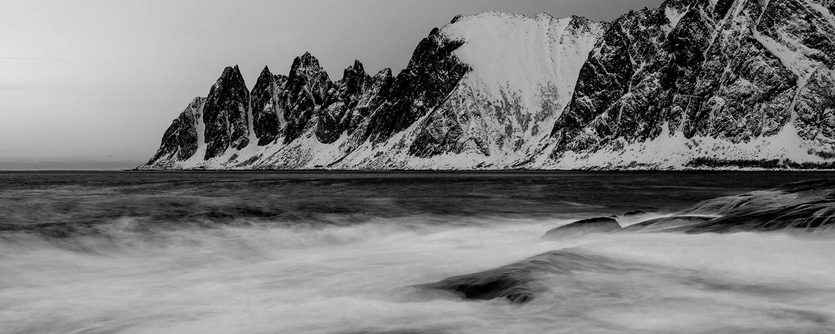 A dramatic, mountainous coastline