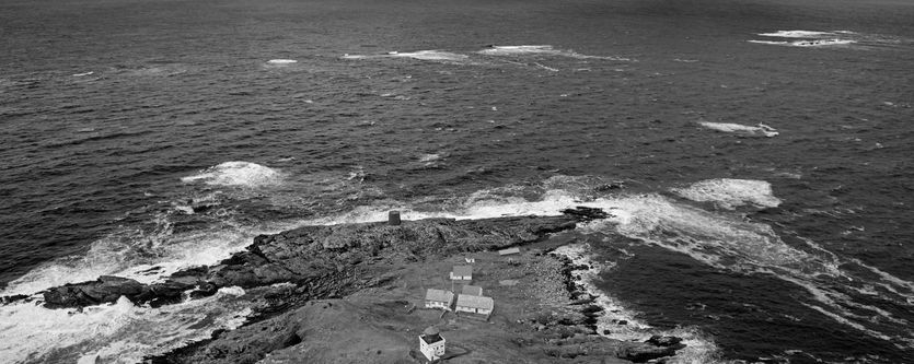 A dramatic, rocky coastline