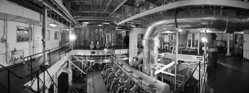 An engine room on a ship