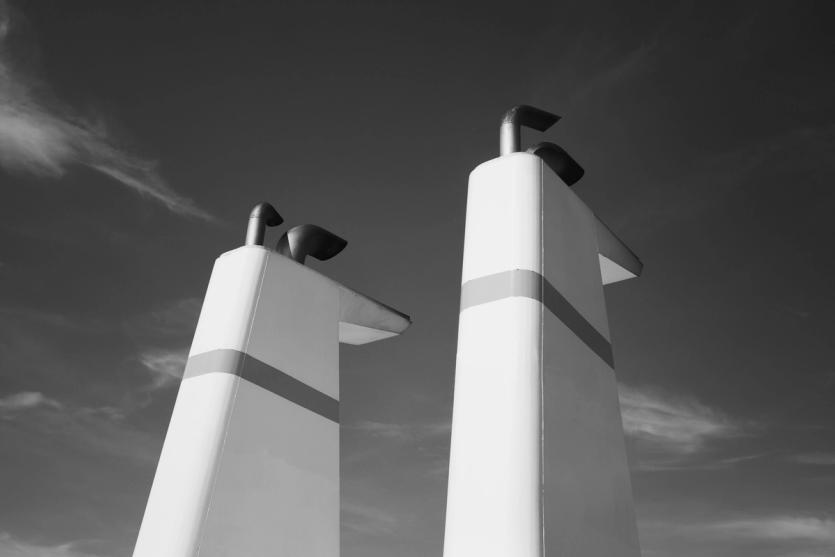 Exhausts on a ship