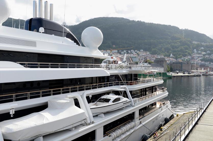 A luxury yacht moored in Bergen