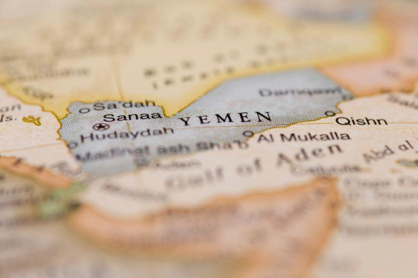 A map showing the Yemen area