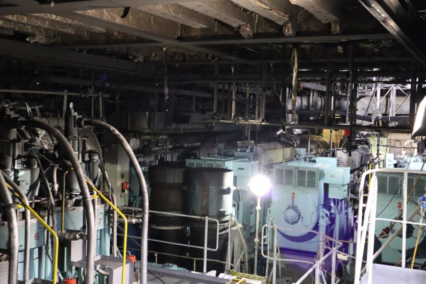 An engine room in a blackout
