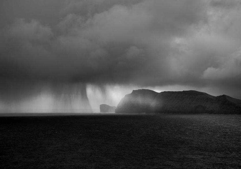 A stormy sky over the coast of the Faroe Islands