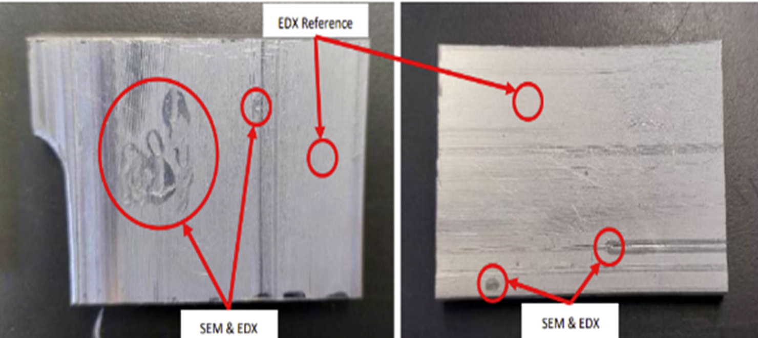 Findings from the root cause analysis; laboratory report concluded with abrasive particles embedded on the bearing shell running faces.