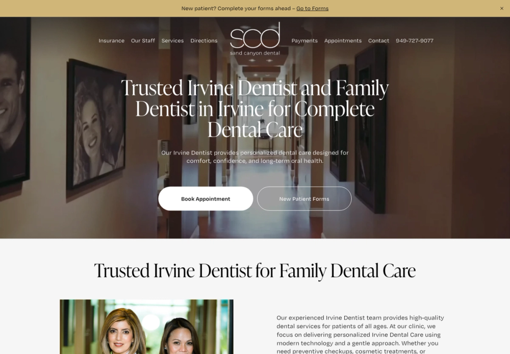 Sand Canyon Dental 官网首页截图