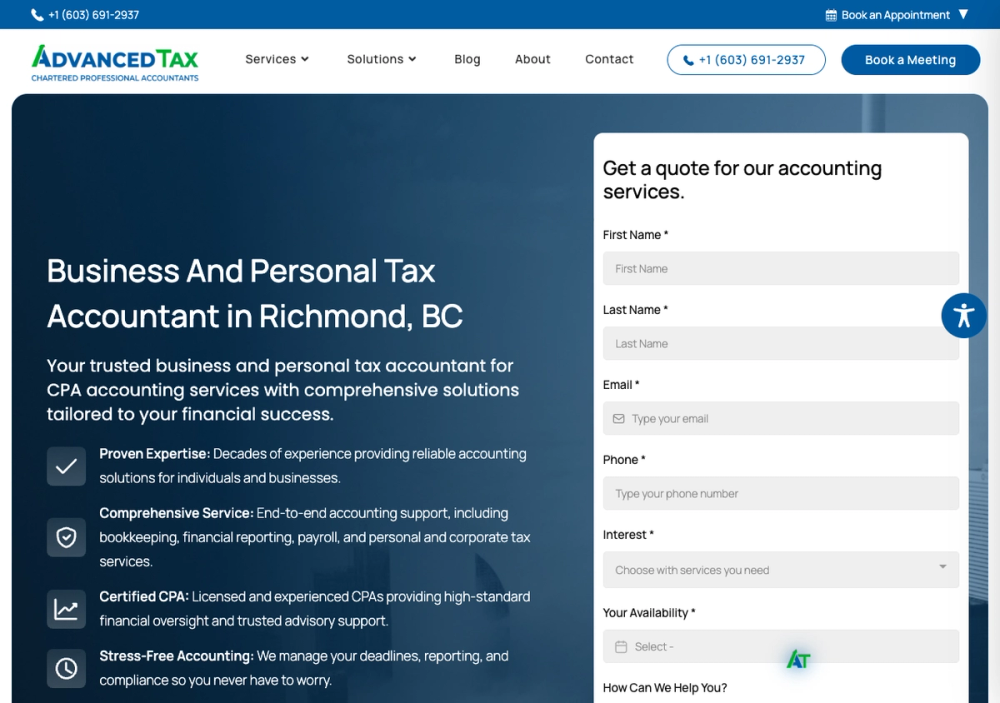 官网首页截图 · 2026-10-25 Advanced Tax Services Inc, CPA 官网首页截图