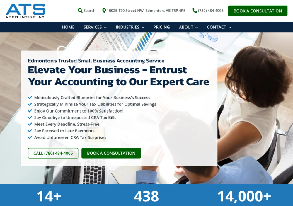 官网首页截图 · 2026-10-23 ATS Accounting Inc. 官网首页截图