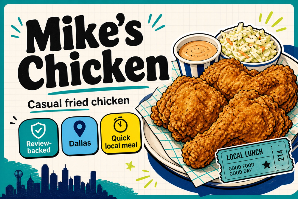 AI-generated editorial cover for Mike's Chicken in Dallas-Fort Worth