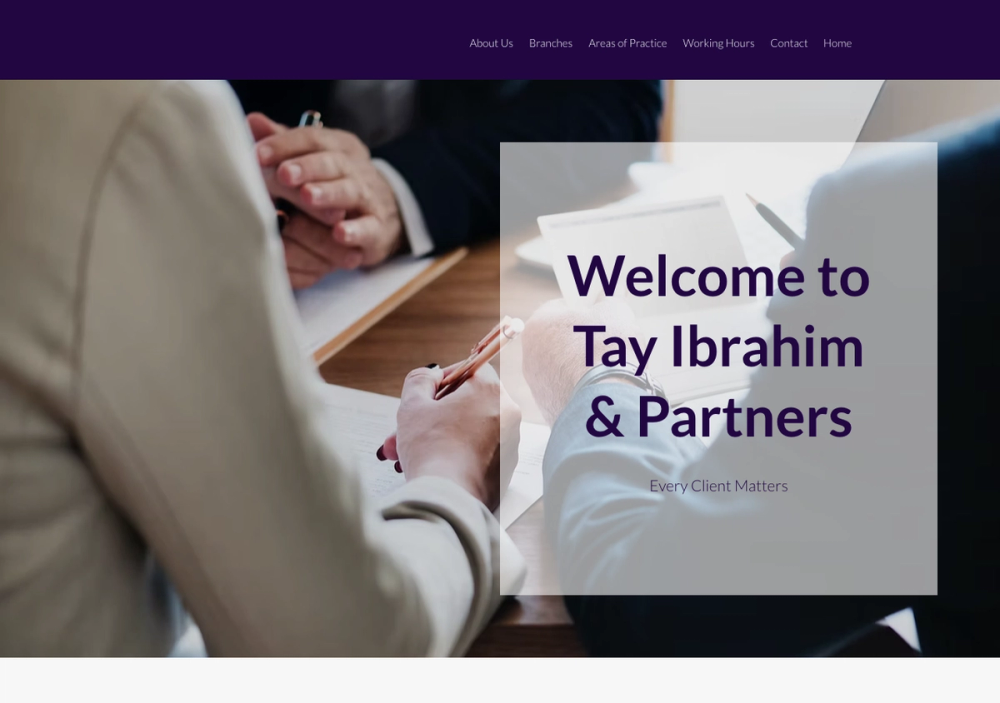 官网首页截图 · 2026-10-19 Tay Ibrahim & Partners 官网首页截图