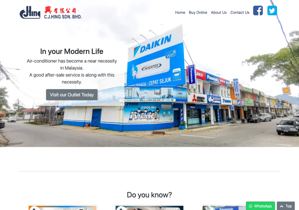 C. J. Hing Sdn. Bhd. 官网首页截图