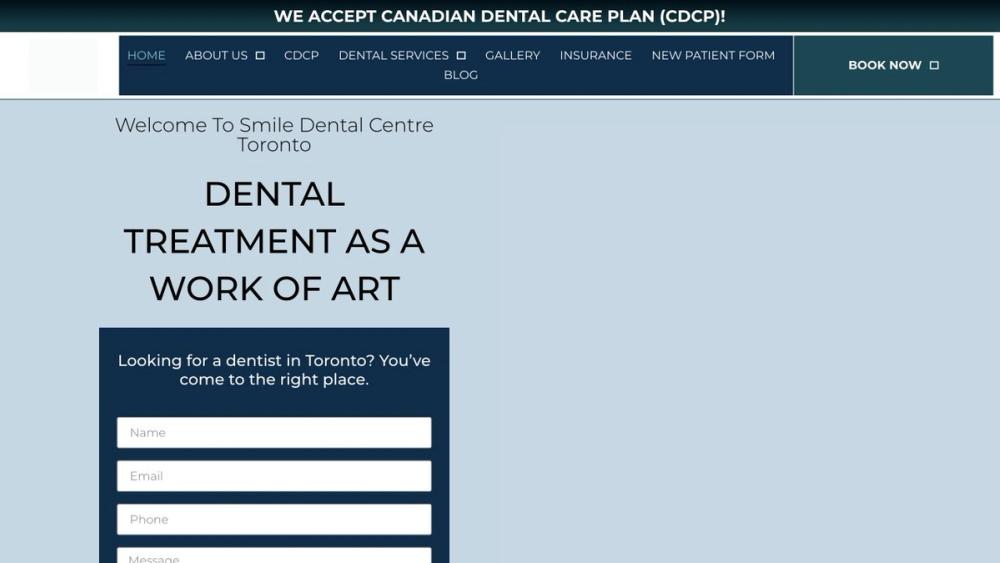 Smile Dental Centre Toronto - Dr. Rashin Elahi 官网首页截图