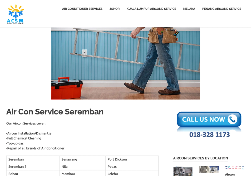 官网首页截图 · 2026-10-16 Aircon Service Seremban 官网首页截图