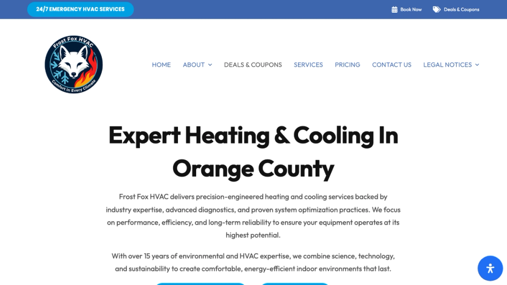 官网首页截图 · 2026-10-01 Frost Fox HVAC LLC 官网首页截图
