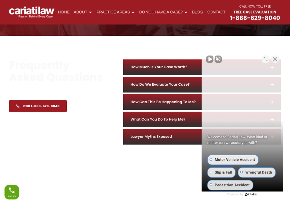 Cariati Law Injury Lawyers 官网首页截图