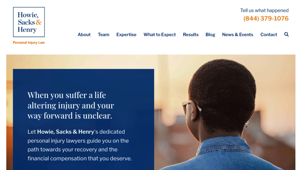 官网首页截图 · 2026-10-17 Howie, Sacks & Henry LLP 官网首页截图