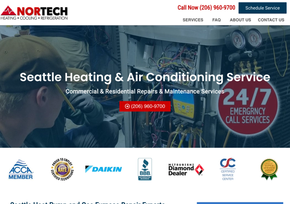 Nortech Heating, Cooling & Refrigeration 官网首页截图