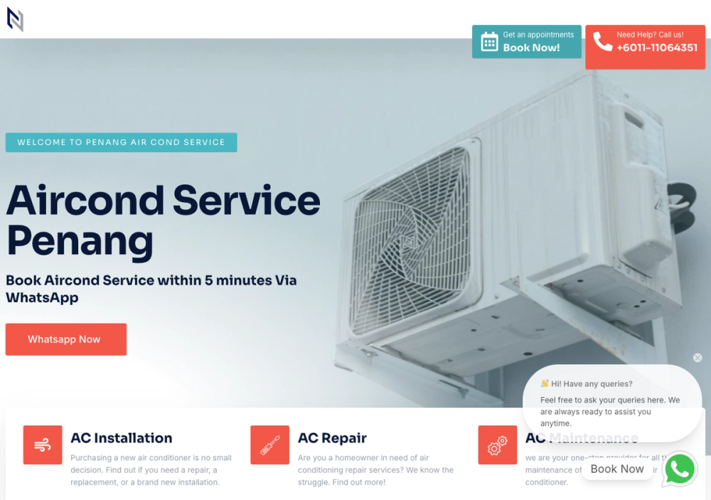 Air Cond Service Penang 官网首页截图