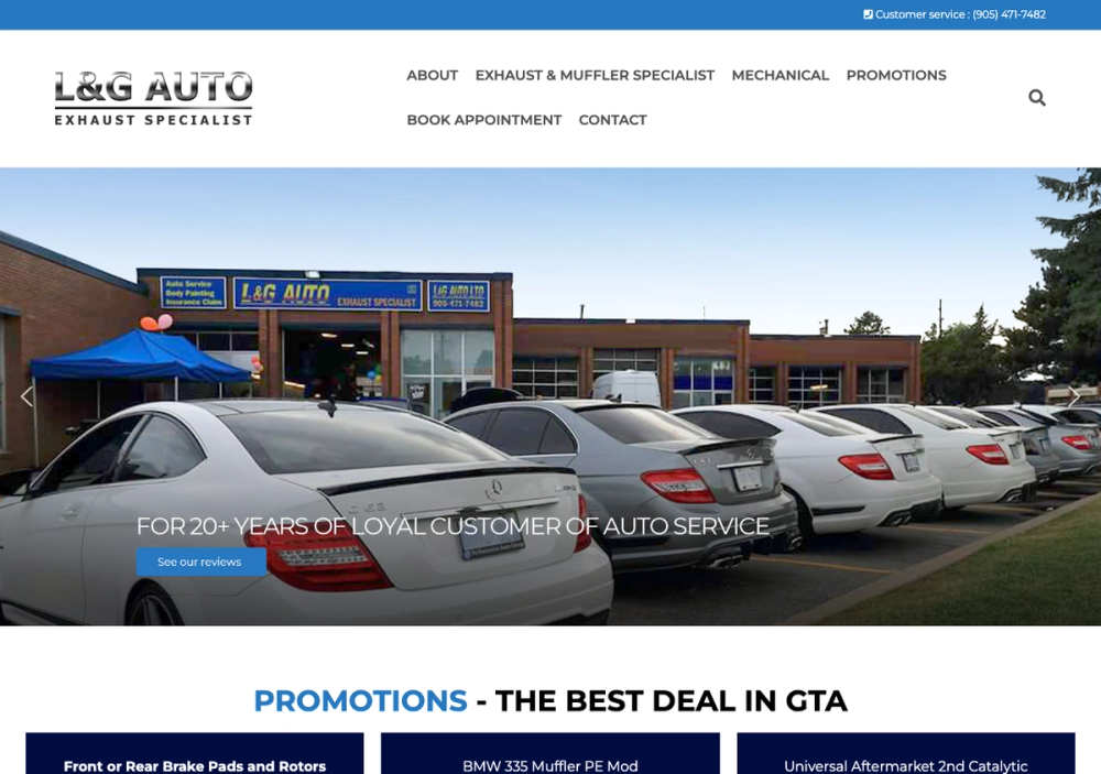 L&G Auto Exhaust Specialist (Auto Service Centre) 官网首页截图