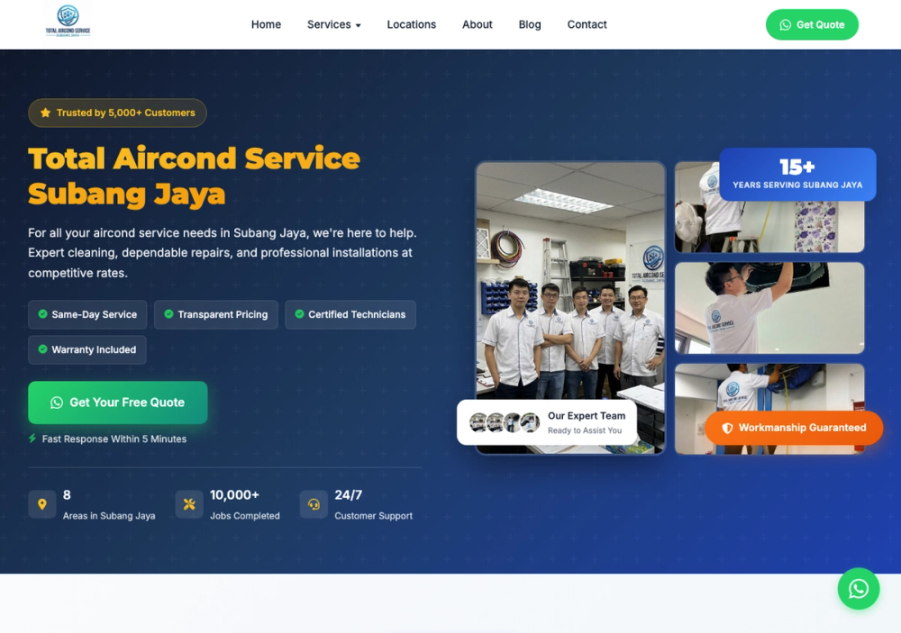 Total Aircond Service Subang Jaya 官网首页截图