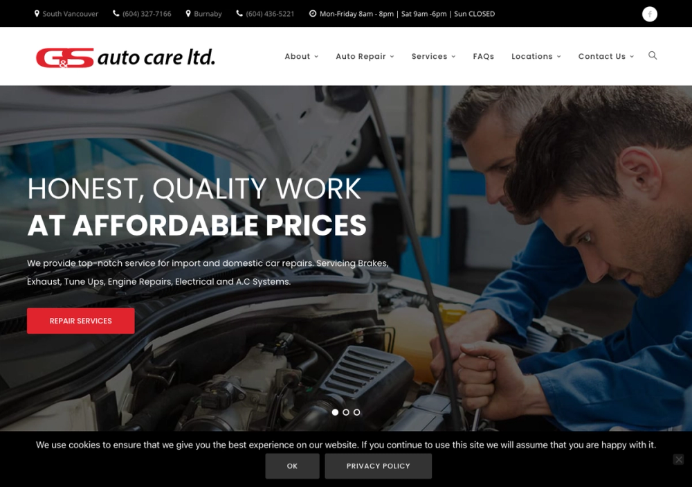 官网首页截图 · 2026-10-26 GS Auto Care 官网首页截图
