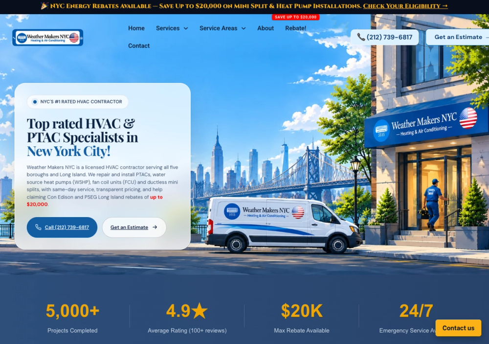 官网首页截图 · 2026-10-13 Weather Makers NYC 官网首页截图