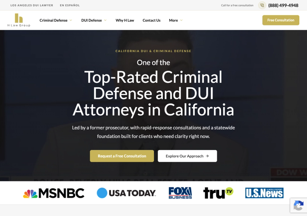 The H Law Group Los Angeles 官网首页截图