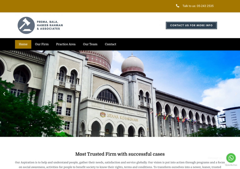 官网首页截图 · 2026-10-19 Prema, Bala, Habeeb Rahman & Associates 官网首页截图