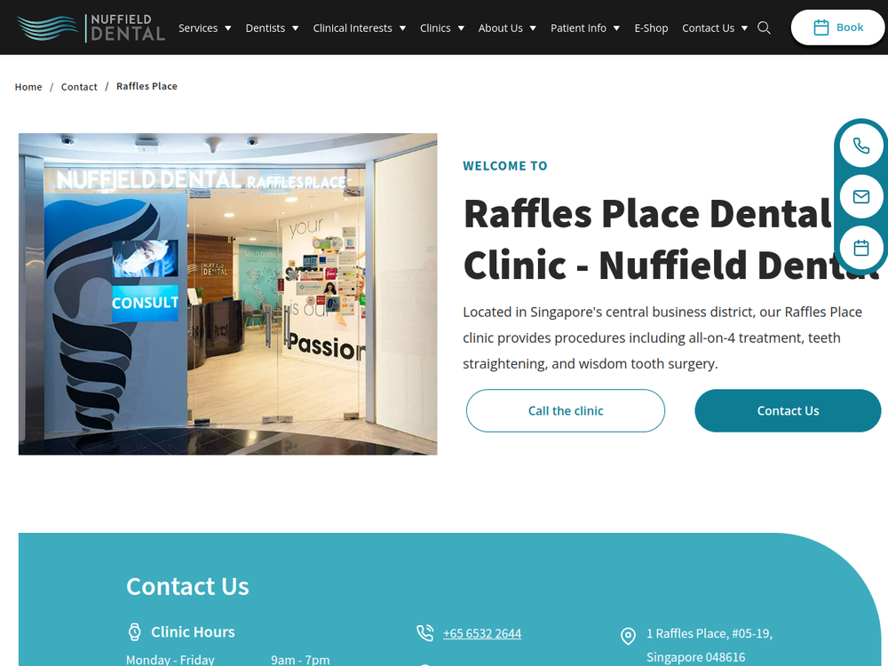 Nuffield Dental Raffles Place 官网首页截图