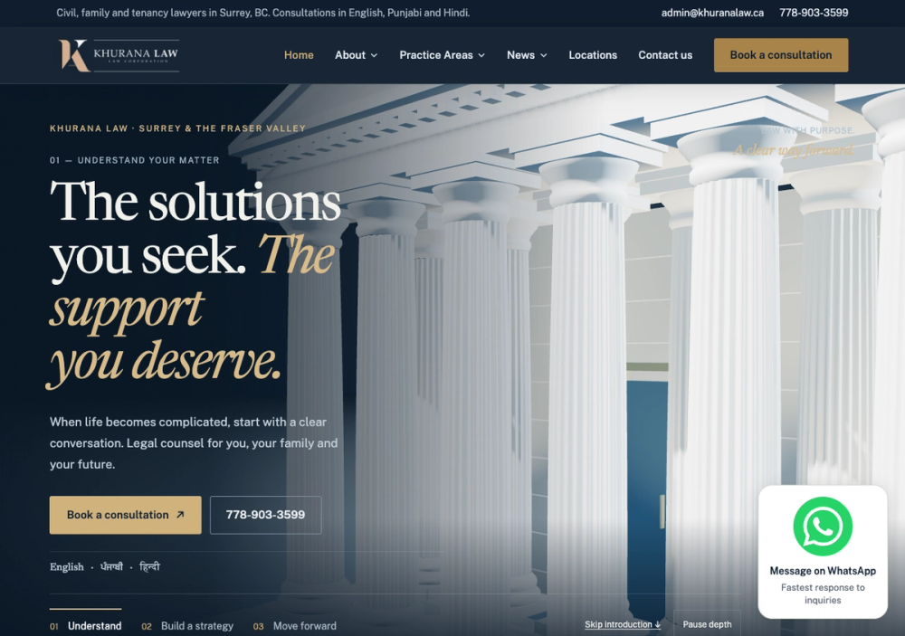官网首页截图 · 2026-10-20 Khurana Law | Richmond Law Firm Location 官网首页截图