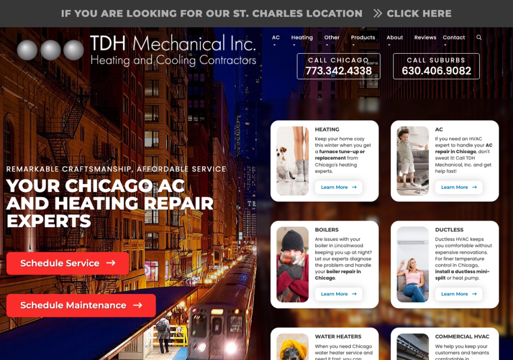 TDH Mechanical, Heating and Cooling Contractors 官网首页截图