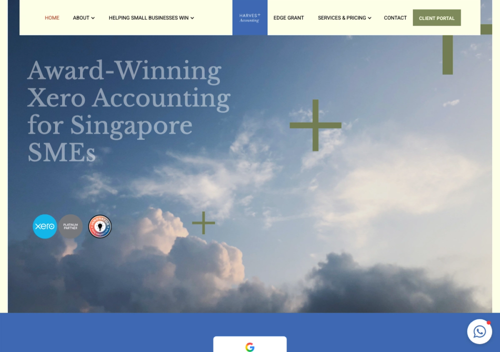 官网首页截图 · 2026-10-11 Harvest Accounting Pte. Ltd. 官网首页截图