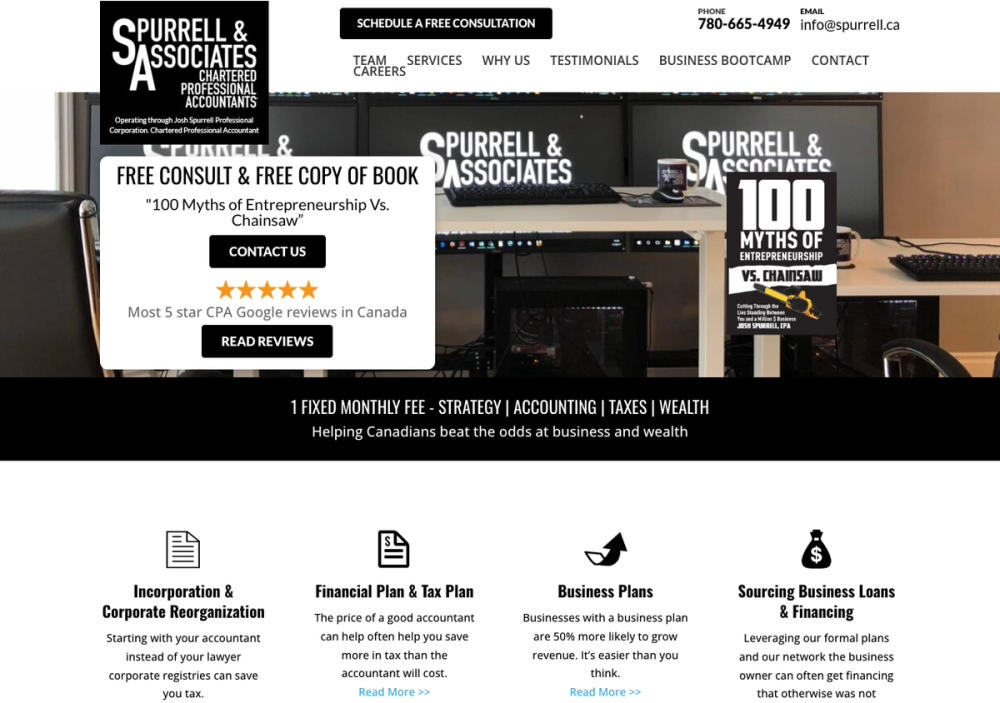 官网首页截图 · 2026-10-23 Spurrell & Associates CPA | Business Consultant | CFO Services 官网首页截图