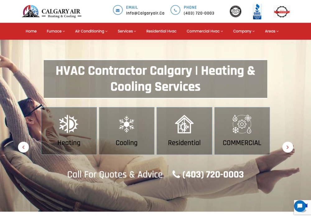 Calgary Air Heating and Cooling Ltd 官网首页截图