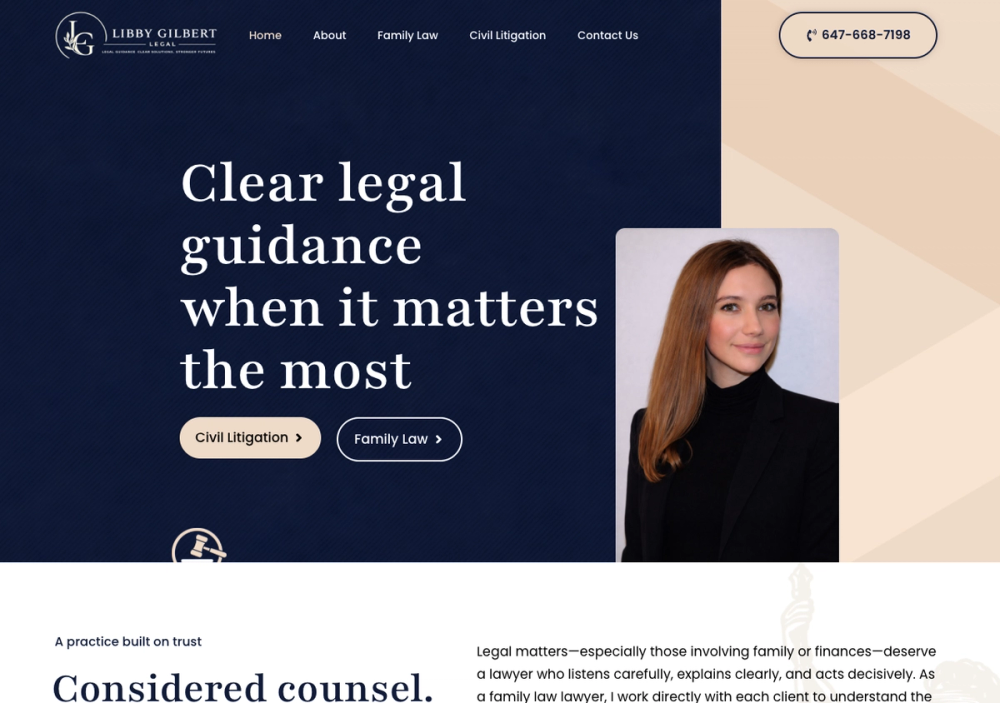 官网首页截图 · 2026-10-18 Libby Gilbert Legal 官网首页截图