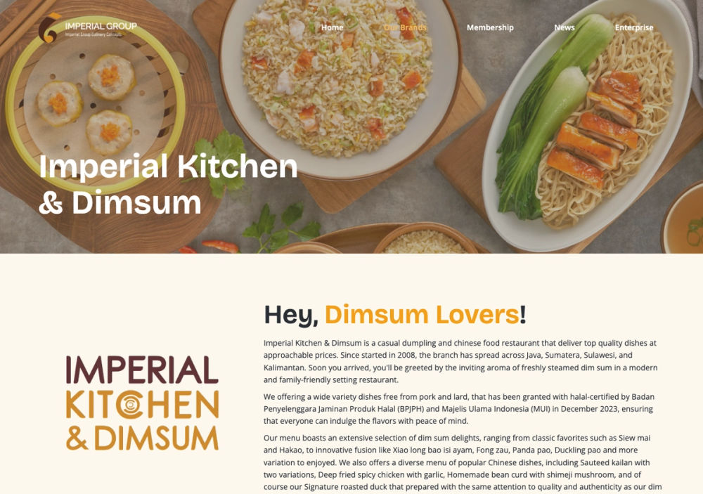 Imperial Kitchen & Dimsum（Sun Plaza Medan） 官网首页截图