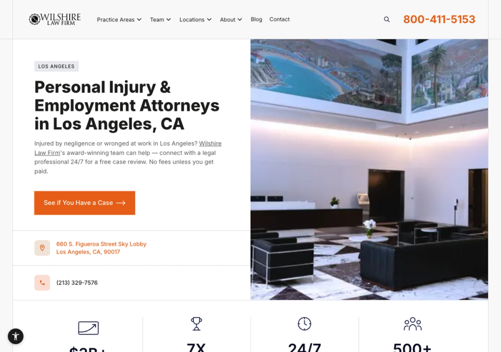 Wilshire Law Firm 官网首页截图