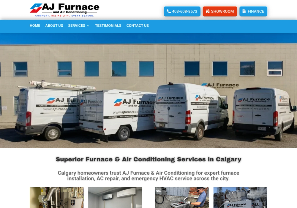 AJ Furnace and Air Conditioning 官网首页截图