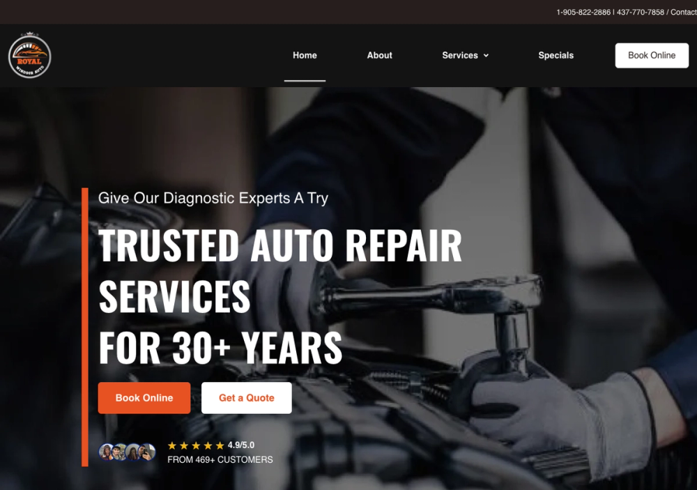 Royal Windsor Auto Service 官网首页截图