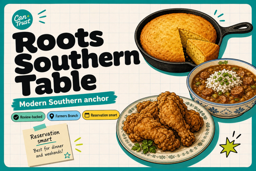 AI-generated editorial cover for Roots Southern Table in Dallas-Fort Worth