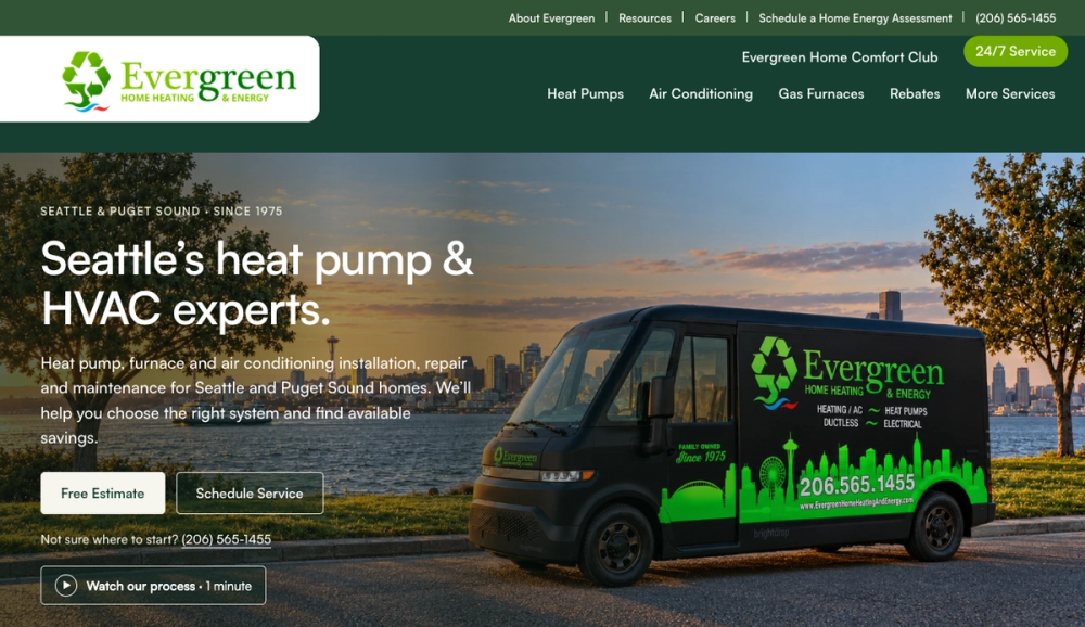 Evergreen Home Heating and Energy 官网首页截图
