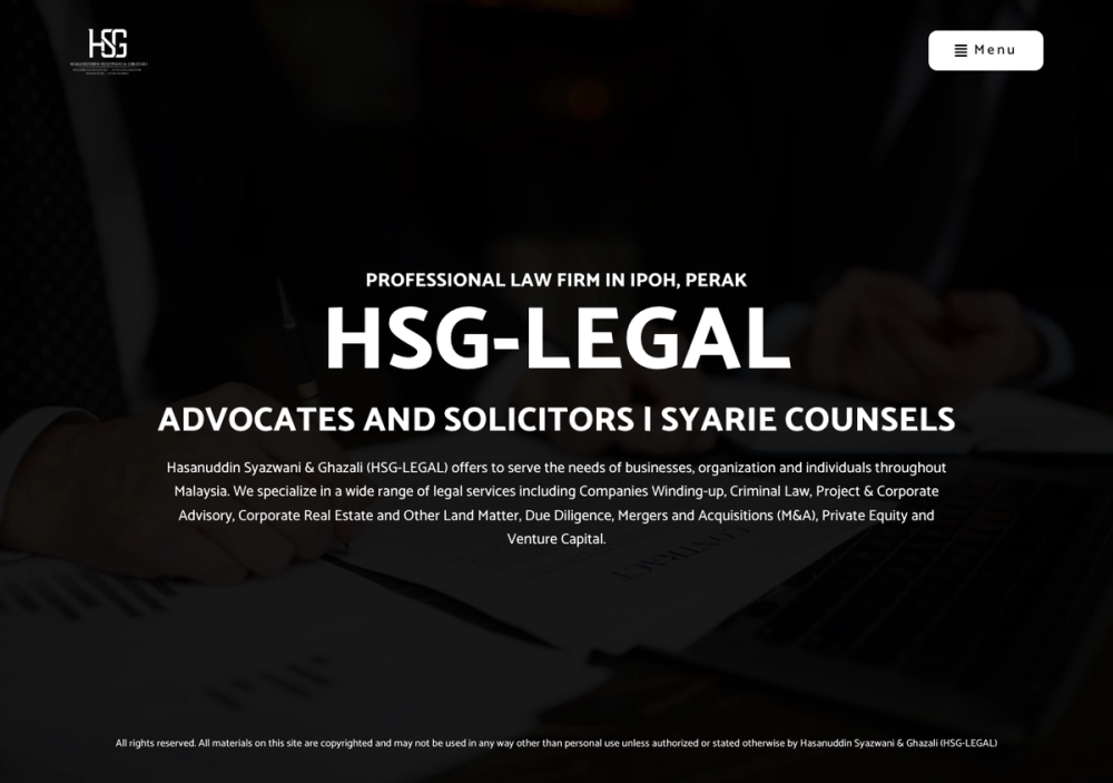官网首页截图 · 2026-10-19 Hasanuddin Syazwani & Ghazali 官网首页截图