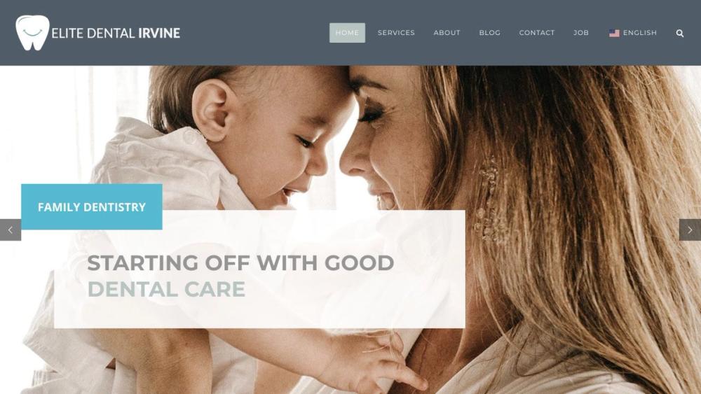 Elite Dental Irvine 官网首页截图