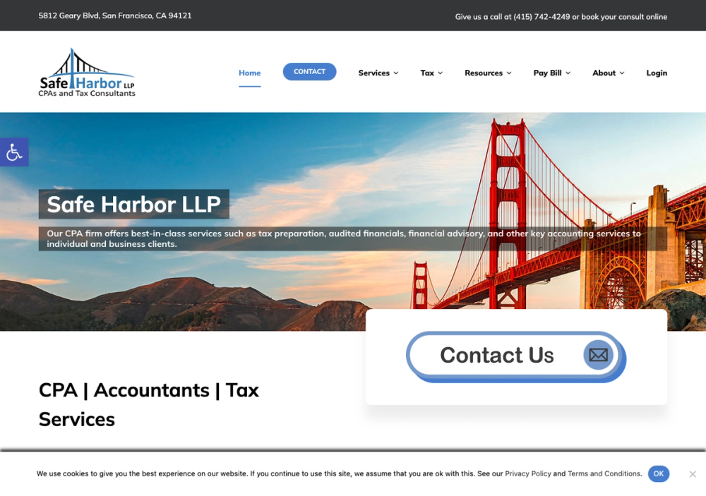 Safe Harbor, CPA and Accountants 官网首页截图