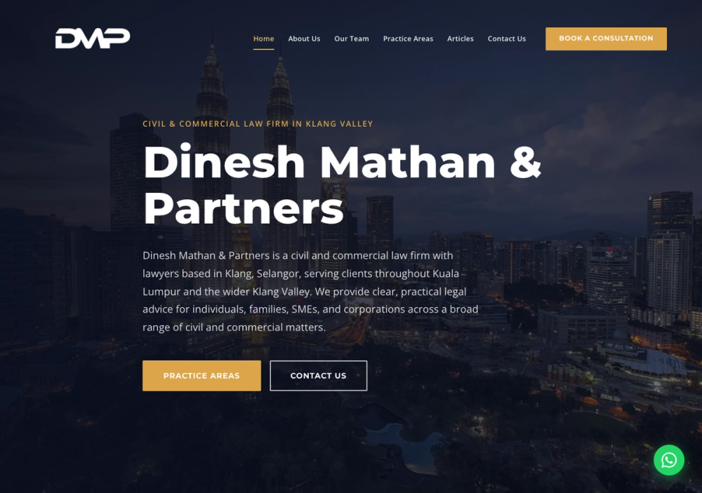官网首页截图 · 2026-10-19 Dinesh Mathan & Partners 官网首页截图