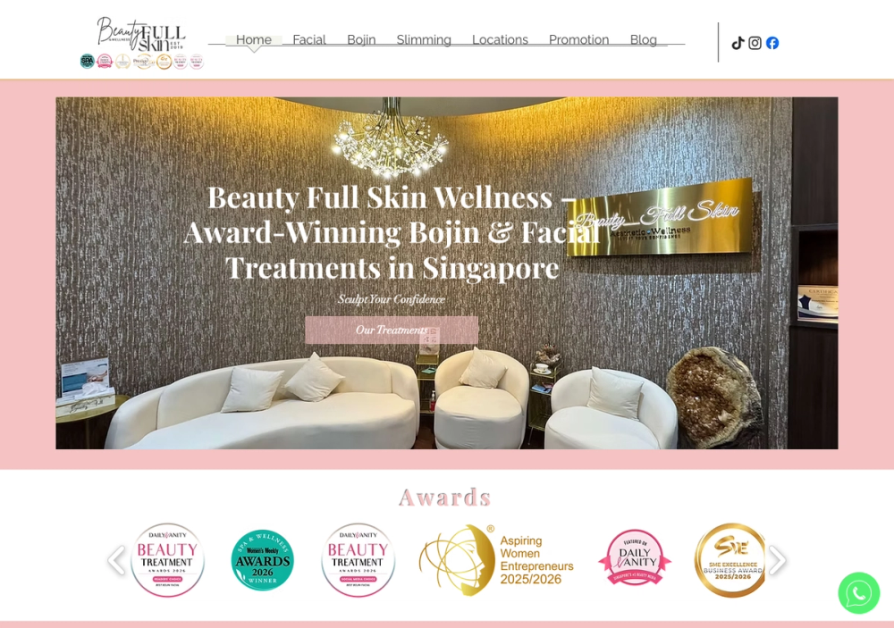 Beauty Full Skin Wellness（Icon Village） 官网首页截图