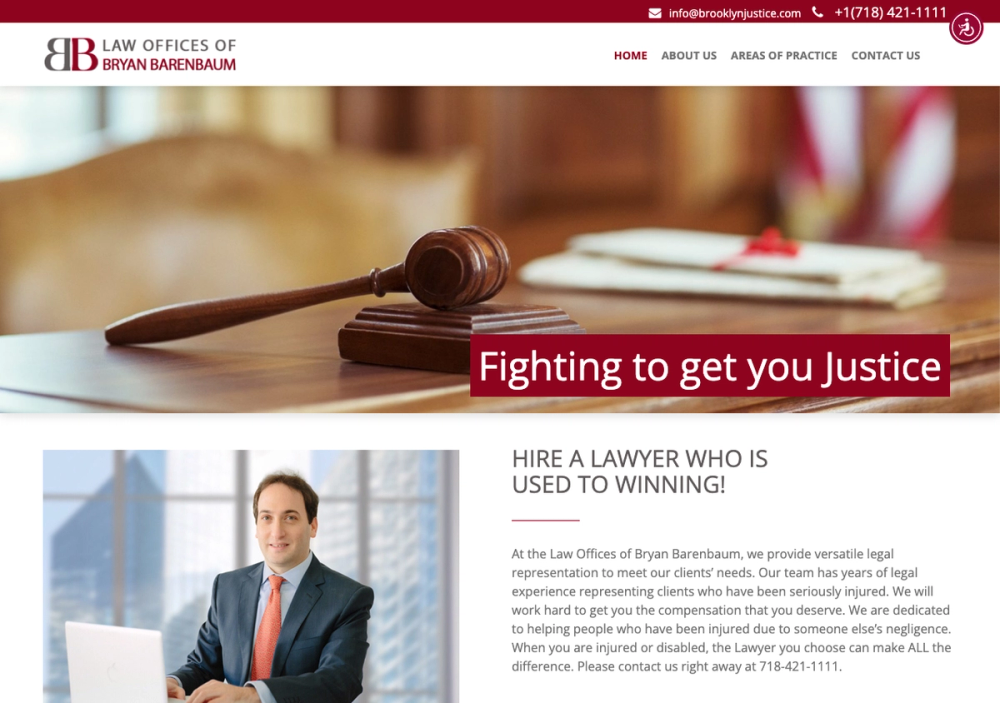 官网首页截图 · 2026-10-18 Law Offices of Bryan Barenbaum 官网首页截图