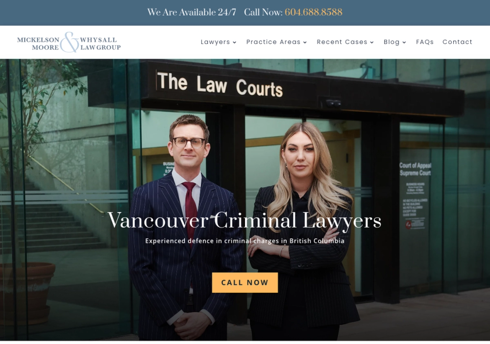 官网首页截图 · 2026-10-18 Mickelson, Whysall & Moore Law Group 官网首页截图
